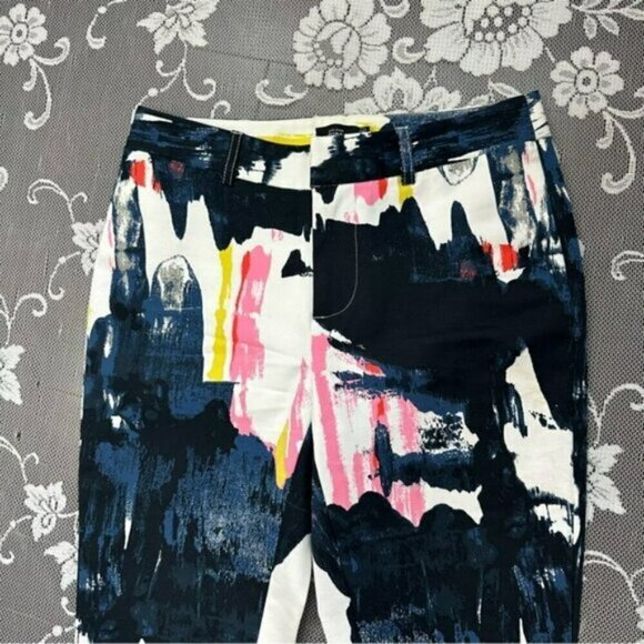 Kate Spade Saturday Watercolor Straight Leg Ankle Trousers Sz 00 - Picture 2 of 13